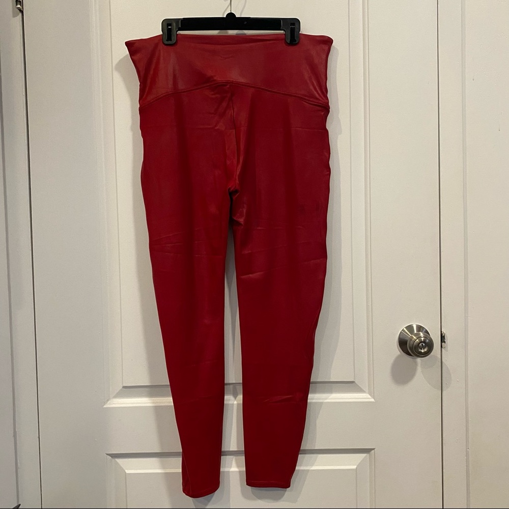 Spanx Faux Leather Leggings in Color Crimson - Picture 4 of 4